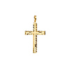 Concave Diamond-Cut Edge Cross Pendant in 14K Yellow Gold - Small