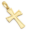 Bordered 14K Yellow Gold Cross Religious Pendant