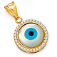 14K Yellow Gold CZ Round Evil Eye Pendant thumb 0