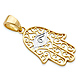 14K TwoTone Gold Scroll Evil Eye Hamsa Pendant thumb 0