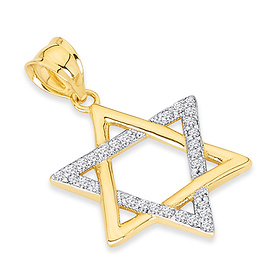 Cubic Zirconia CZ Star of David Pendant in 14K Yellow Gold