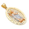 14K TriGold Oval San Judas Tadeo Pendant - Medium