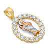 14K TriGold CZ Oval San Judas Tadeo Pendant - Small