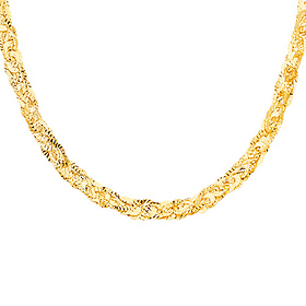 5mm Diamond-Cut Interlocking Oval Link Necklace in 14K Yellow Gold - 17in