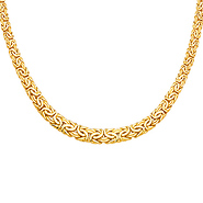 14k Yellow Gold 8mm Graduated Oval Hollow Byzantine Style Necklace - 18'