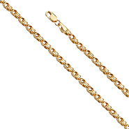 2.5mm 14k Yellow Gold Hollow Square Byzantine Chain Bracelet 7.5in