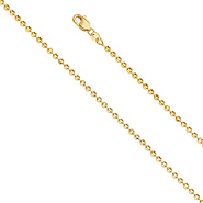 2.5mm 14K Yellow Gold Moon-Cut Bead Ball Chain Necklace 16-24in