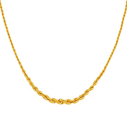 14K Yellow Gold 5mm Graduated Hollow Rope Chain Necklace - 18'