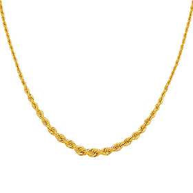 14K Yellow Gold 6mm Graduated Hollow Rope Chain Necklace - 18'