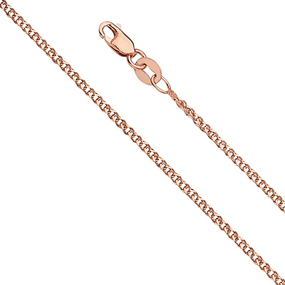 1.5mm Solid 14K Rose Gold Flat Wheat Chain Necklace 16-24in