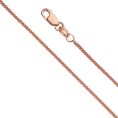 0.8mm Solid 14K Rose Gold Diamond-Cut Wheat Chain Necklace 16-24in