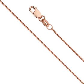 0.9mm 14K Rose Gold Round Wheat Chain Necklace 16-24in