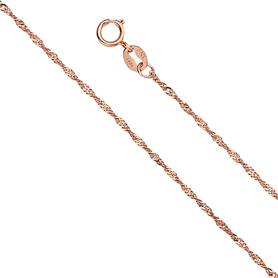 1mm Solid 14K Rose Gold Singapore Chain Necklace