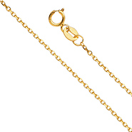 1.2mm 14K Yellow Gold Angled Cut Oval Rolo Chain Necklace 16-22in