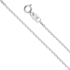 0.9mm 14K White Gold Angled Cut Oval Rolo Chain Necklace 16-22in