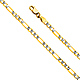 3mm 14K Yellow Gold Solid Figaro 3+1 Fancy White Pave Chain Necklace 16-24in thumb 0