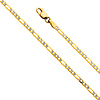 2.5mm 14K Yellow Gold Figaro 3+1 Fancy White Pave Chain Necklace 16-24in