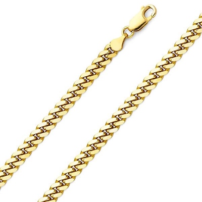 5mm 18K Yellow Gold Solid Men's Miami Cuban Link Chain Necklace 20-26in