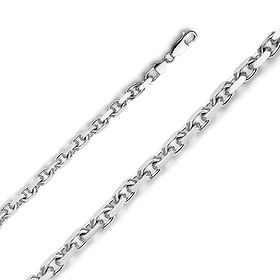 4mm 14K White Gold Fancy Rectangle Link Cable Chain Necklace 20-30in