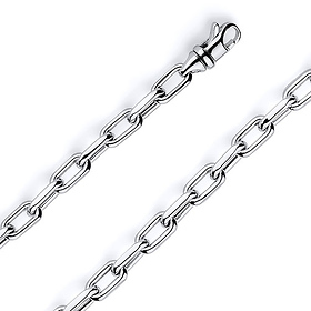 7mm 14K White Gold Solid Hollow Paper Clip Link Chain Necklace 16-30in