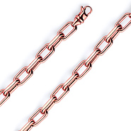 8mm 14K Rose Gold Solid Hollow Paper Clip Link Chain Necklace 16-30in