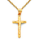 Extra Small Rod Crucifix Necklace with Singapore Chain - 14K Yellow Gold 16-22in thumb 0