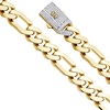 Men's 13.5mm MONACO CHAIN 14K Yellow Gold Figaro Bracelet with CZ Lock - 8.5in