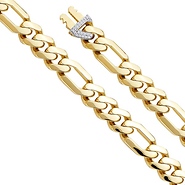 Men's 11.5mm MONACO CHAIN 14K Yellow Gold  Figaro Bracelet with CZ Lock 8.5in