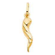 14K Yellow Gold Twisted Cornicello Italian Horn Charm Pendant - Petite