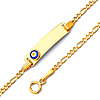 Evil Eye Baby ID Bracelet with Figaro Links - 14K Yellow Gold 6in