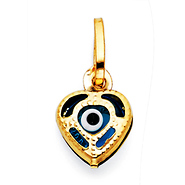 Heart Evil Eye Pendant Charm in 14K Yellow Gold - Mini