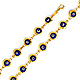 Round Blue Evil Eye Charms Bracelet - 14K Yellow Gold 7.5in thumb 0