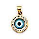 CZ Sky Blue Round Evil Eye Pendant in 14K Yellow Gold - Petite thumb 0