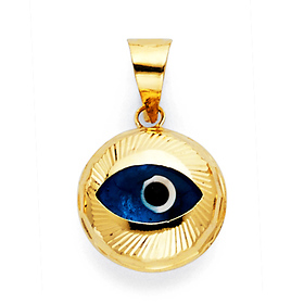 Diamond-Cut Round Evil Eye Charm Pendant - Petite