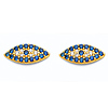 Blue CZ Evil Eye Stud Earrings in 14K Yellow Gold