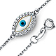 Floating CZ Evil Eye Charm Link Bracelet - 14K White Gold thumb 0