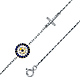 Blue CZ Round Evil Eye & Cross Charm Bracelet - 14K White Gold thumb 0