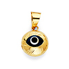 Diamond-Cut Round Evil Eye Charm Pendant - Mini