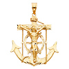 XXL Mariner's Cross Crucifix Pendant in 14K Yellow Gold