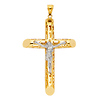 XXL Open Rod Crucifix Pendant in 14K Two-Tone Gold