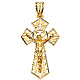 XXXL Foliage Tapered Crucifix Pendant in 14K Yellow Gold thumb 0