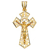 XXXL Foliage Tapered Crucifix Pendant in 14K Yellow Gold