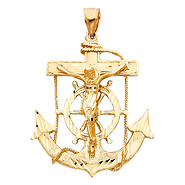 XL Mariner's Cross Crucifix Pendant in 14K Yellow Gold