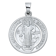 St Benedict 'EIVS IN OBITV NRO PRA SENTIA MVNIAMVR' Medal Pendant in Sterling Silver - Medium