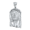 XL CZ Face of Jesus Crown of Thorns in Sterling Silver