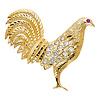 Extra Large CZ Rooster Pendant in 14K Yellow Gold