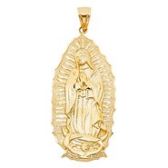 XL Our Lady of Guadalupe Pendant in 14K Yellow Gold