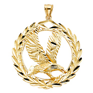 Ivy Encircling Eagle Pendant in 14K Yellow Gold XL