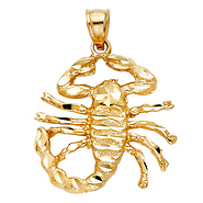 Rounded Tail Scorpian Pendant in 14K Yellow Gold - Medium