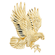 Floating Landing Eagle Pendant in 14K Yellow Gold - Large